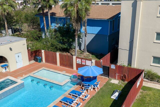 Outdoor dining area at Athena Ares Seaside Estate, South Padre Island